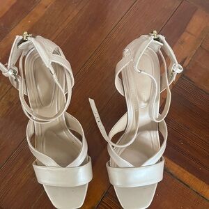 Adrienne Vittadini Cream Strappy Heels